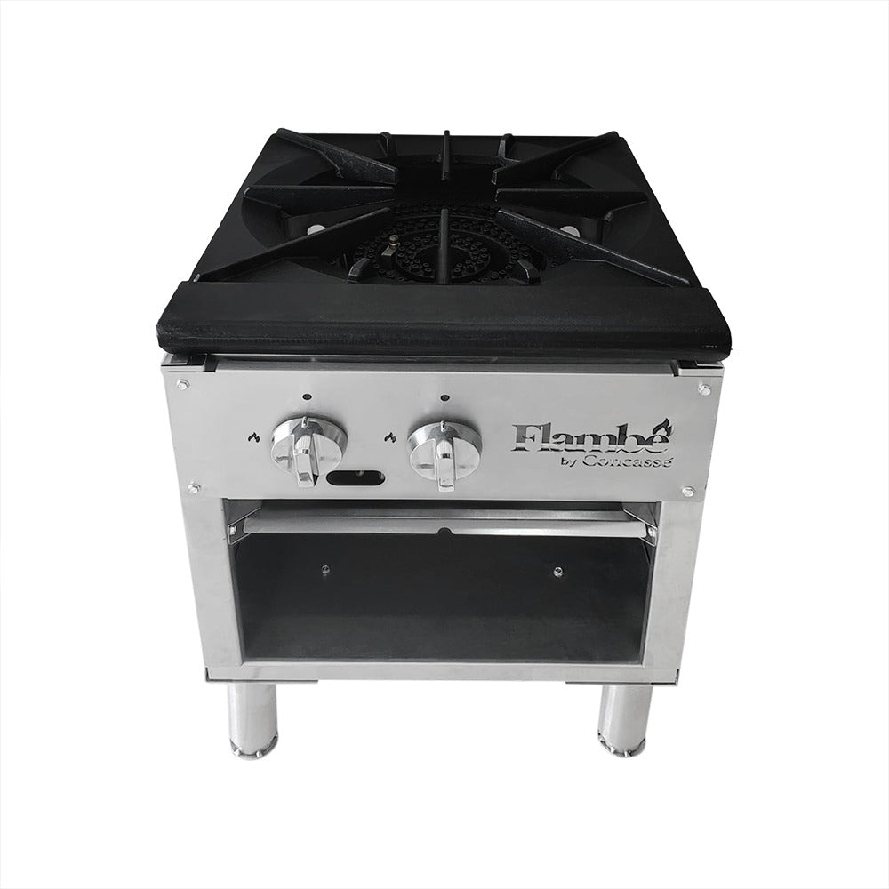 Estufon (Fogon) Marca Flambe Acero Inoxidable 2 Quemadores 18" 45000 BTU (EESTF2X18)